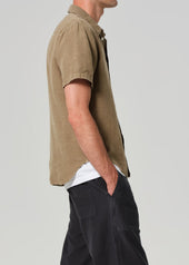 Cairo Short Sleeve Linen Shirt in Reservoir