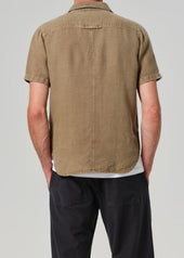 Cairo Short Sleeve Linen Shirt in Reservoir