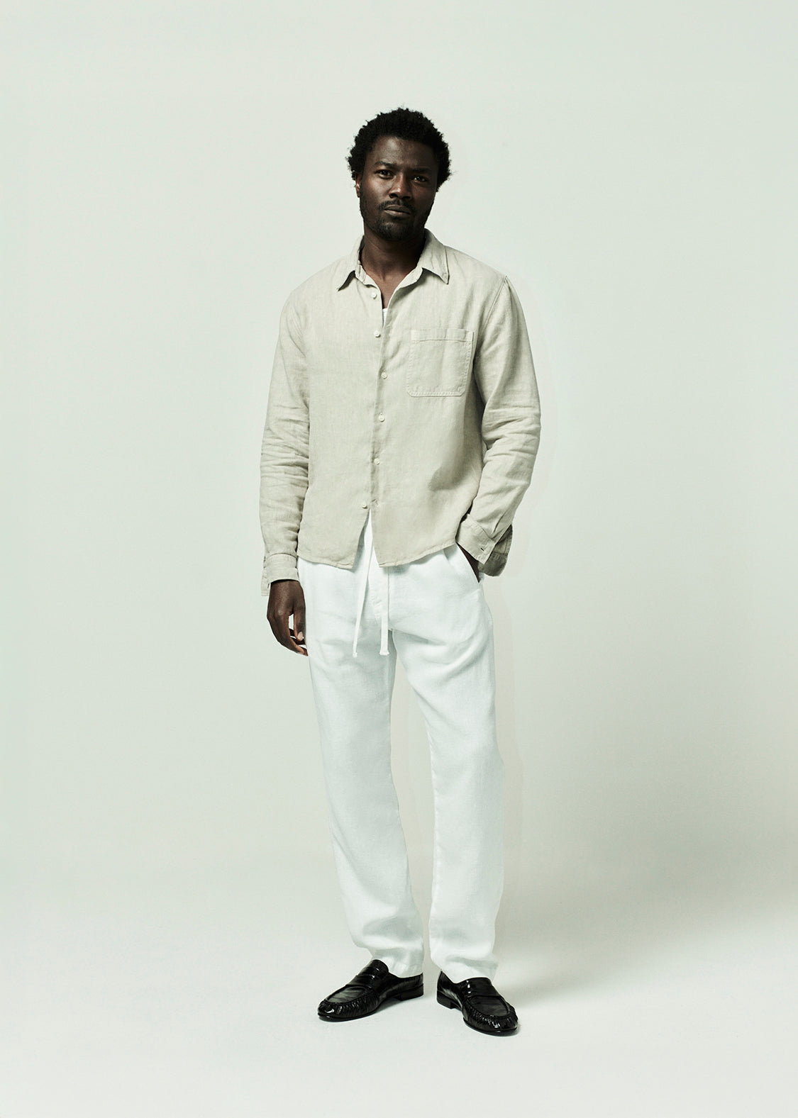 Single Pocket Linen Workshirt in Wheat