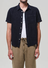Short Sleeve Pocket Cairo Shirt in Navy
