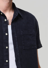 Short Sleeve Pocket Cairo Shirt in Navy