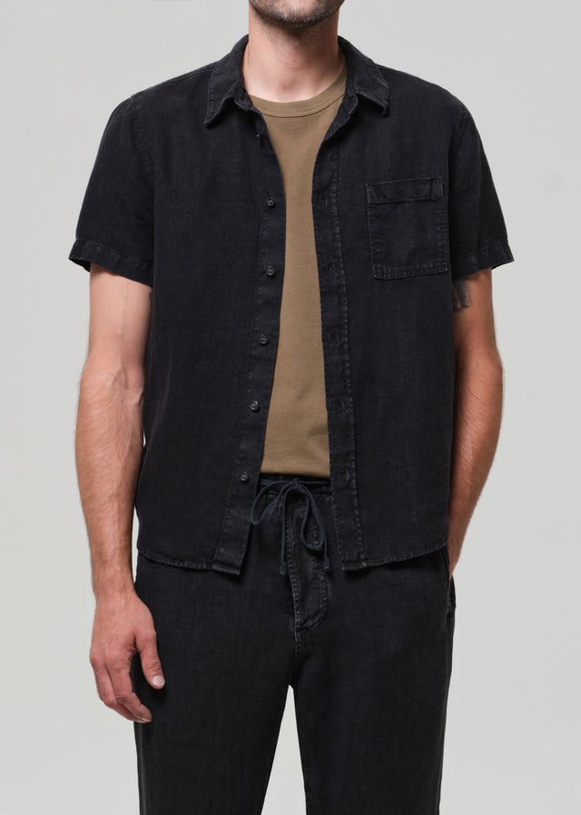Short Sleeve Pocket Cairo Shirt in Washed Black