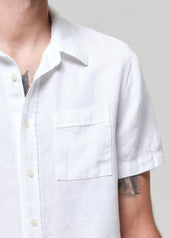 Cairo Short Sleeve Linen Shirt in White