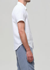 Cairo Short Sleeve Linen Shirt in White