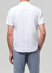 Cairo Short Sleeve Linen Shirt in White