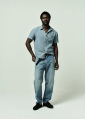Short Sleeve Pocket Cairo Shirt in Stone Blue