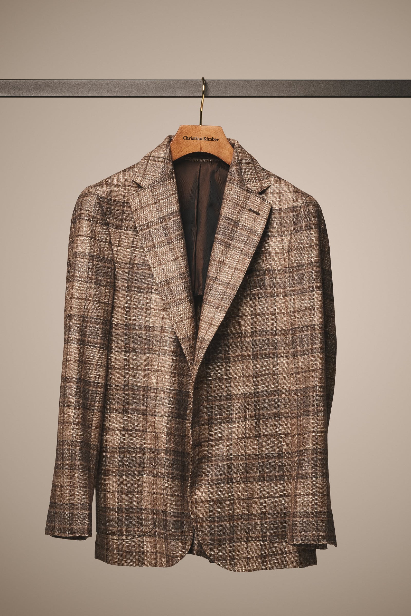 Naples Blazer Wool Silk Cashmere Light Brown Madras Check