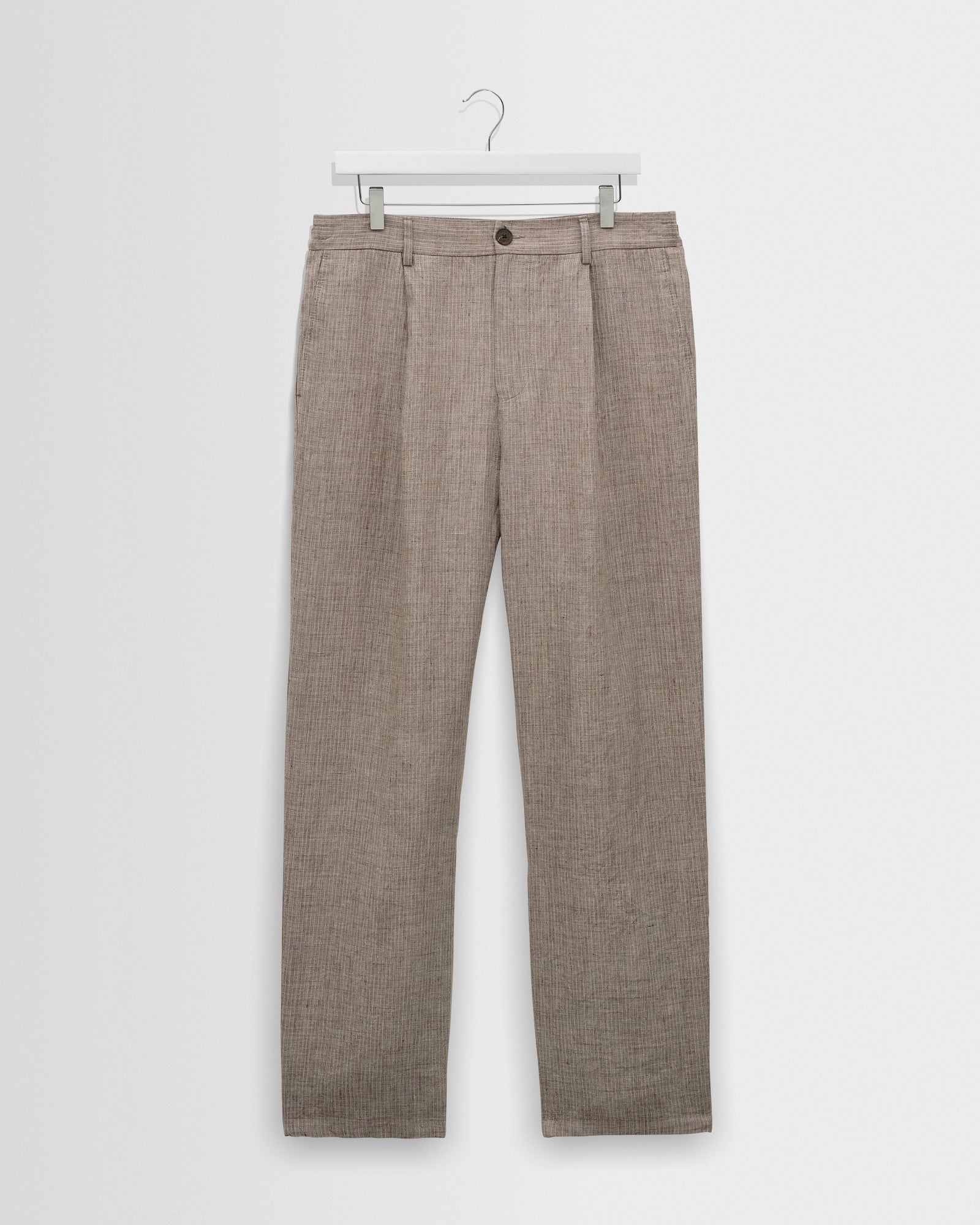 Malham Natural And Stripe Linen Wide Fit Trousers