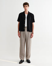 Malham Natural And Stripe Linen Wide Fit Trousers