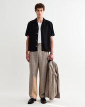 Malham Natural And Stripe Linen Wide Fit Trousers