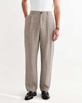 Malham Natural And Stripe Linen Wide Fit Trousers