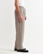 Malham Natural And Stripe Linen Wide Fit Trousers