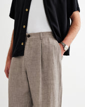 Malham Natural And Stripe Linen Wide Fit Trousers