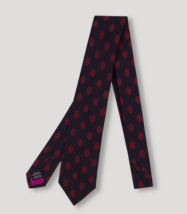 Navy Red Desing Silk Tie
