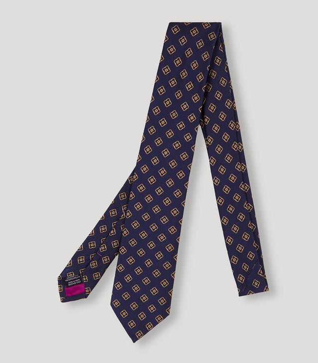 Blue Yellow Flower Silk Tie
