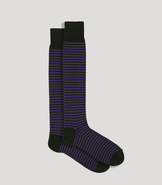 Lilac-Green Striped Long Socks