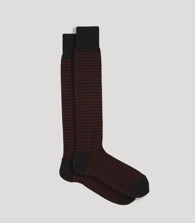 Burgundy-Blue Striped Long Socks