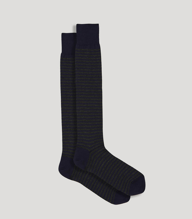 Grey-Navy Striped Long Socks
