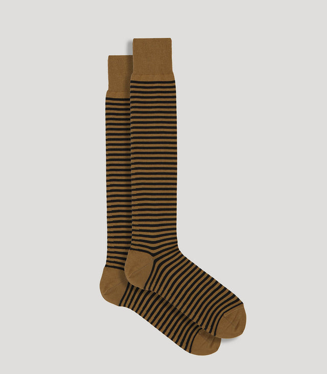 Beige-Blue Striped Long Socks