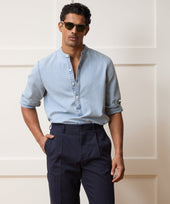 Denim Band Collar Shirt