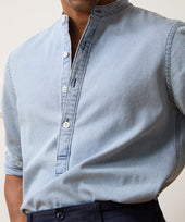 Denim Band Collar Shirt