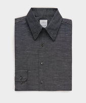 Italian Cotton-Linen Long Point Collar Dress Shirt