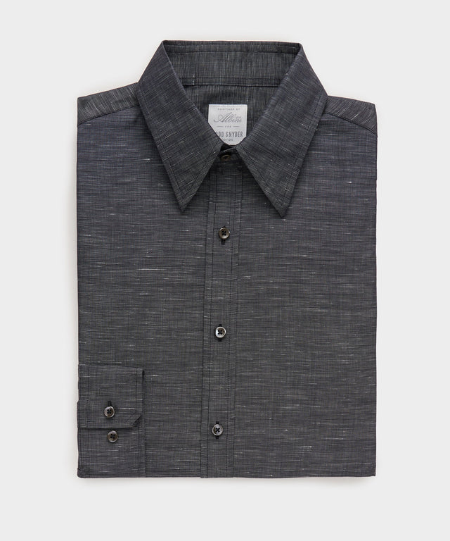 Italian Cotton-Linen Long Point Collar Dress Shirt