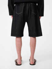 Marylebone Denim Short In Black Weft
