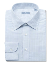 140s Blue Checked Shirt - Elgin Fit (SLIM)