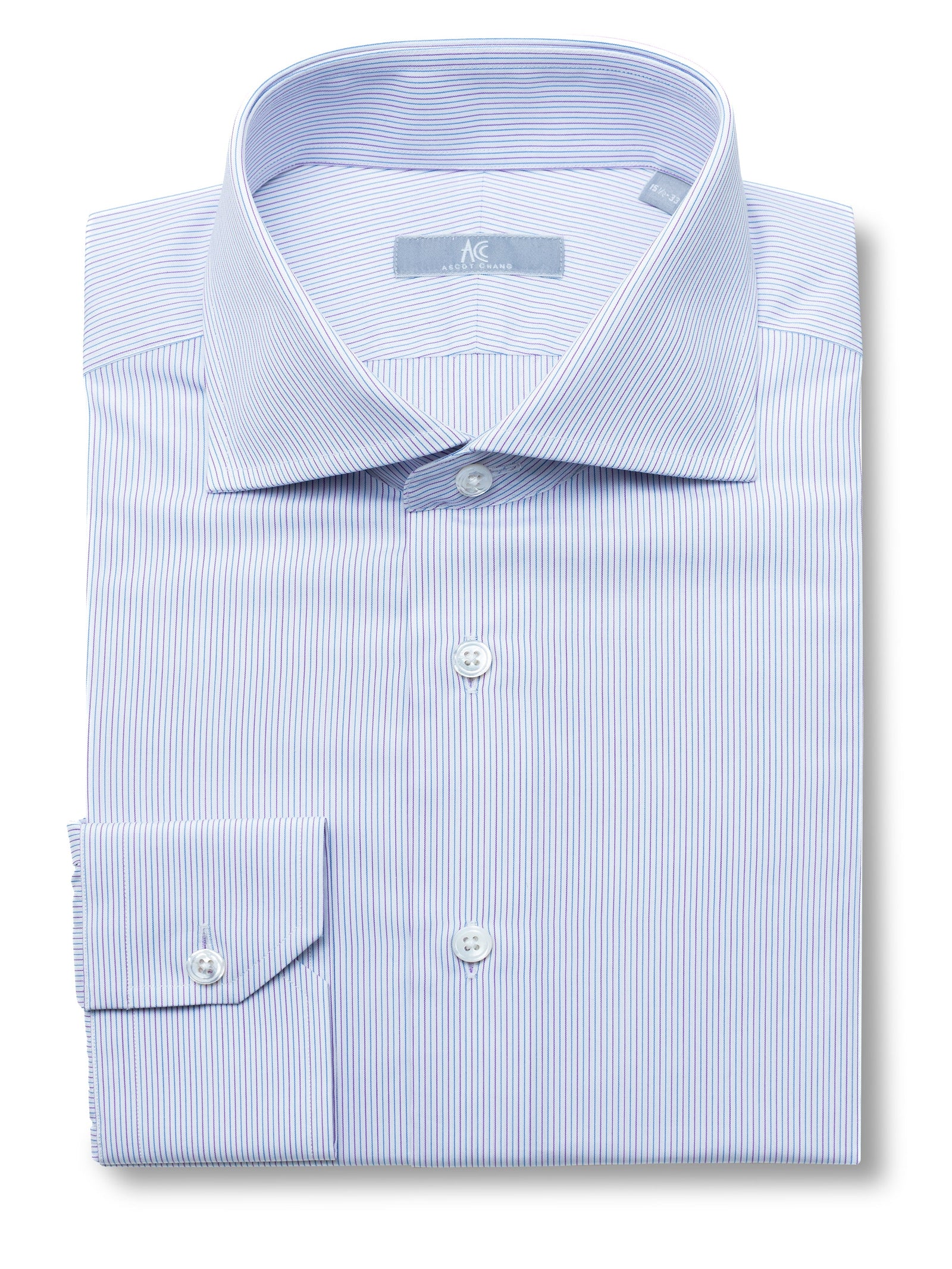 120s Purple and Blue Pin Striped Shirt - Elgin Fit (SLIM)