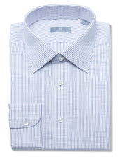 140s Blue and Purple Checked Shirt - Elgin Fit (SLIM)