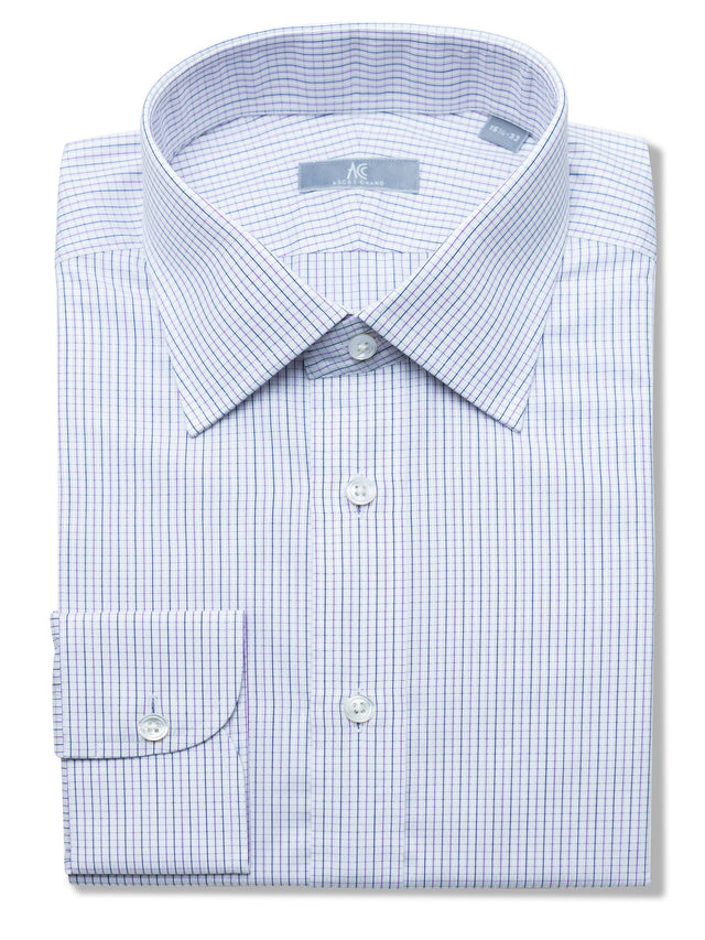 140s Blue and Purple Checked Shirt - Elgin Fit (SLIM)
