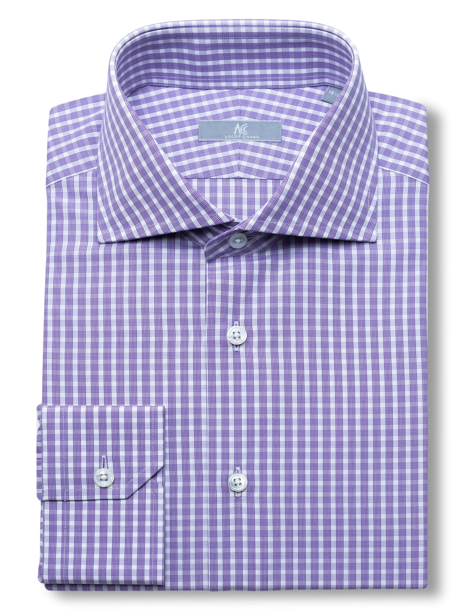 120s Purple Check Shirt Elgin Fit