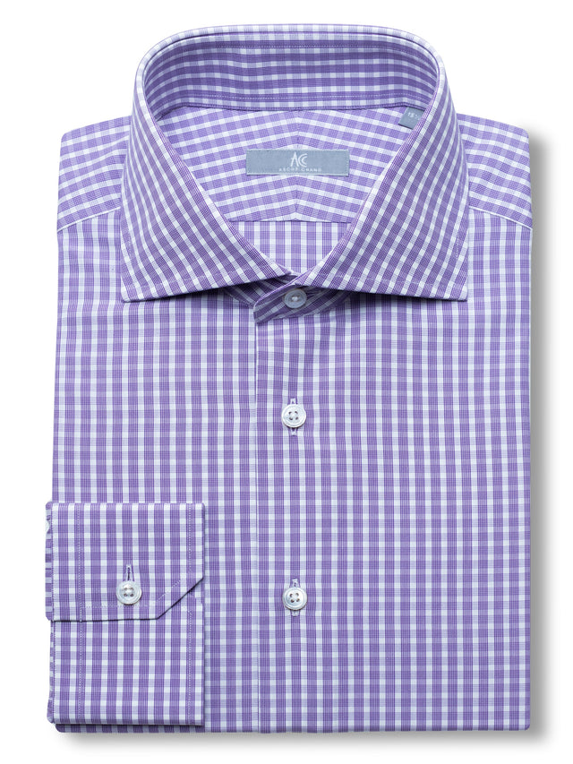 120s Purple Check Shirt - Elgin Fit (SLIM)