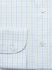 120s Blue Tattersall Checked Shirt - Elgin Fit (SLIM)