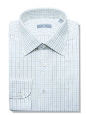 120s Blue Tattersall Checked Shirt - Elgin Fit (SLIM)