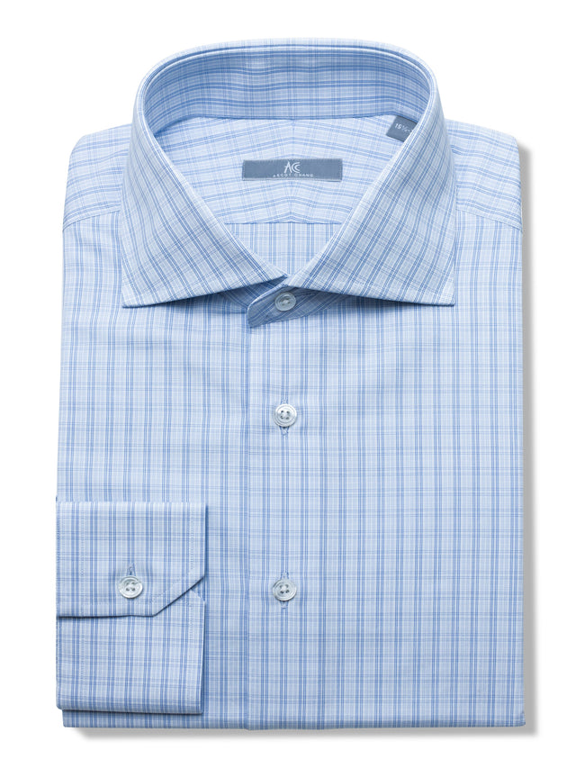 120s Light Blue Check Shirt - Elgin Fit (SLIM)