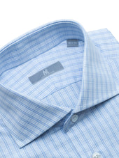 120s Light Blue Check Shirt - Elgin Fit (SLIM)