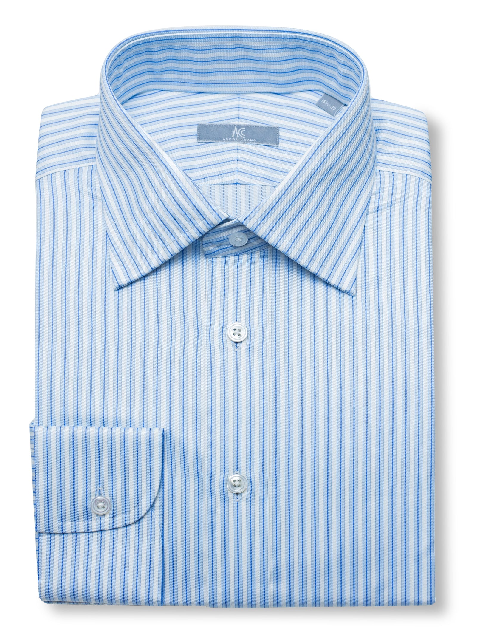 120s Two Tone Blue Striped Shirt - Elgin Fit (SLIM)