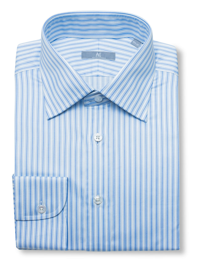 120s Two Tone Blue Striped Shirt - Elgin Fit (SLIM)