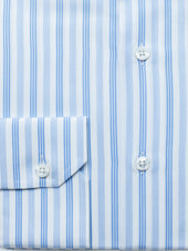 120s Sky Blue Wide Striped Shirt - Elgin Fit (SLIM)