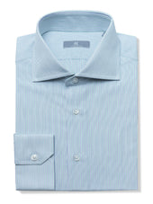 120s Green and Blue Pin Striped Shirt - Elgin Fit (SLIM)