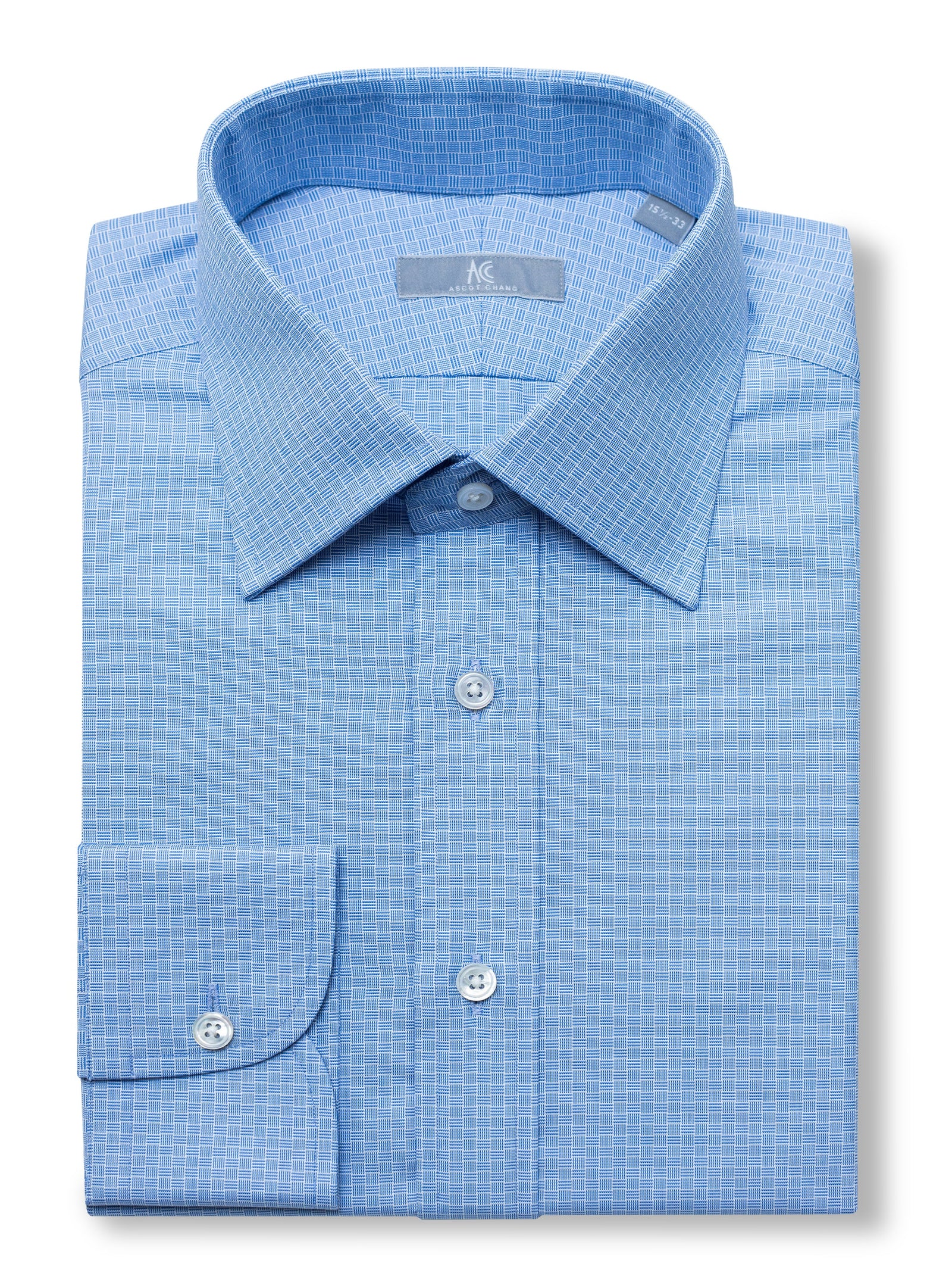120s Blue Check Shirt - Elgin Fit (SLIM)
