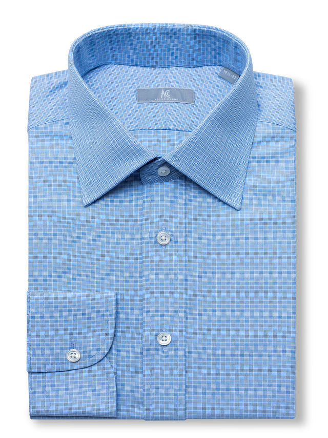 120s Blue Check Shirt - Elgin Fit (SLIM)