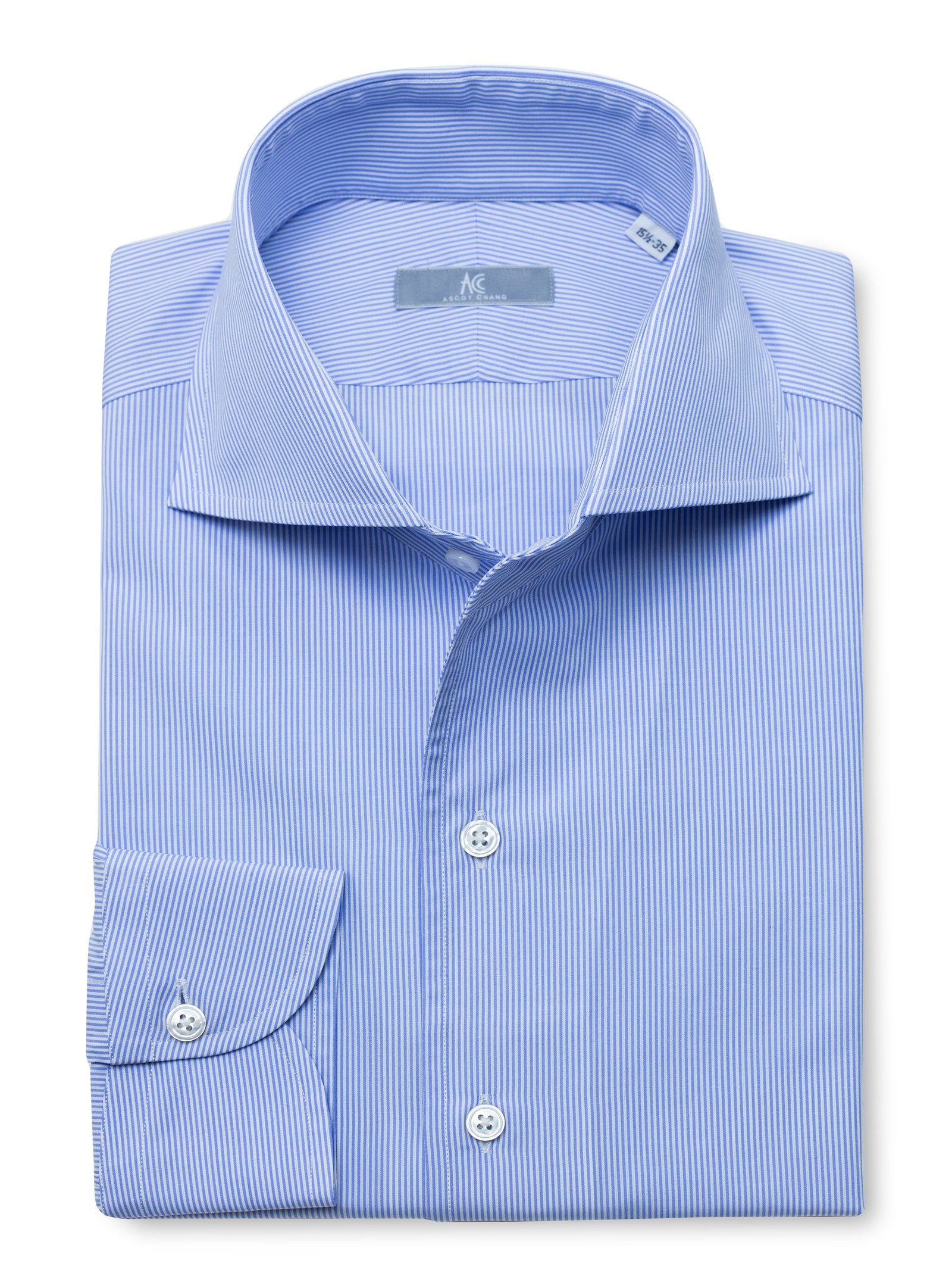140s Striped Cotton Ascot Collar Shirt