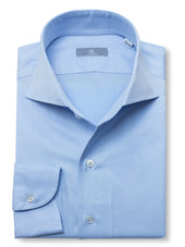 120s Light Blue Cotton "Ascot Collar" Shirt