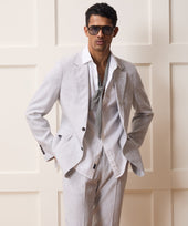 Italian Striped Linen Sutton Suit