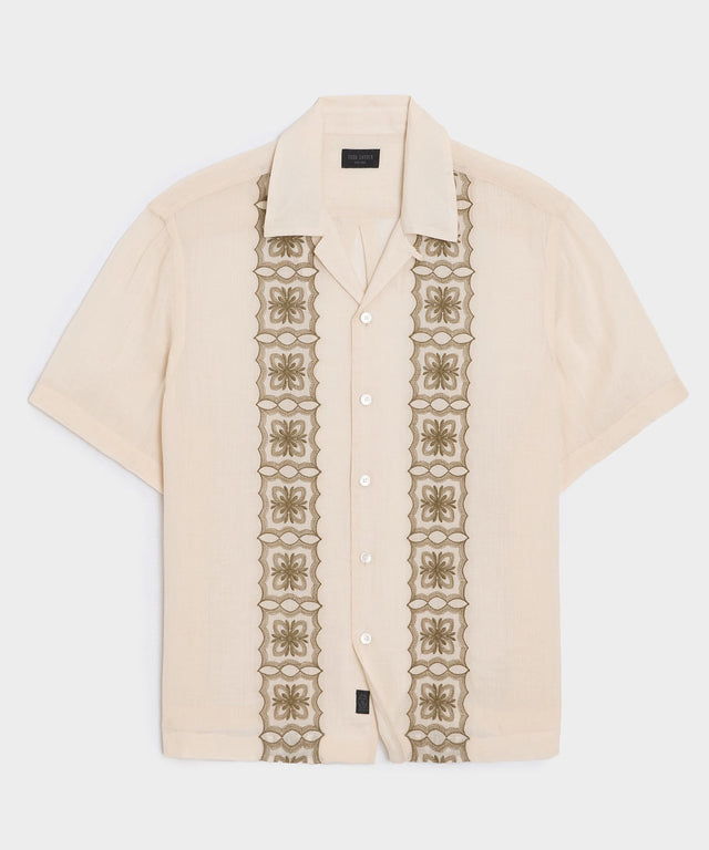 Embroidered Voile Capri Shirt