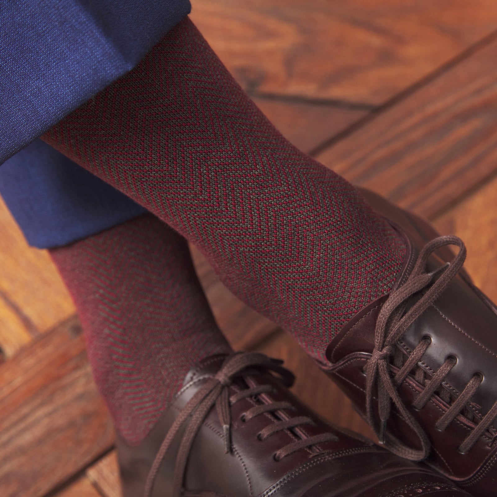 Kaki Bordeaux Chevrons Super Solide Fil D Cosse