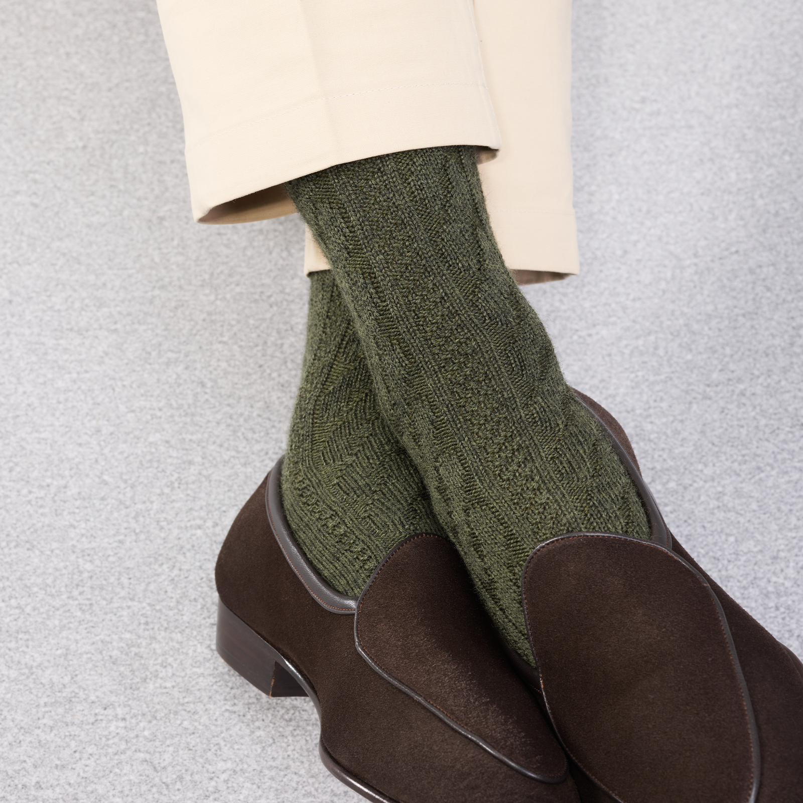 Vert Kaki Torsades Super Solide Laine